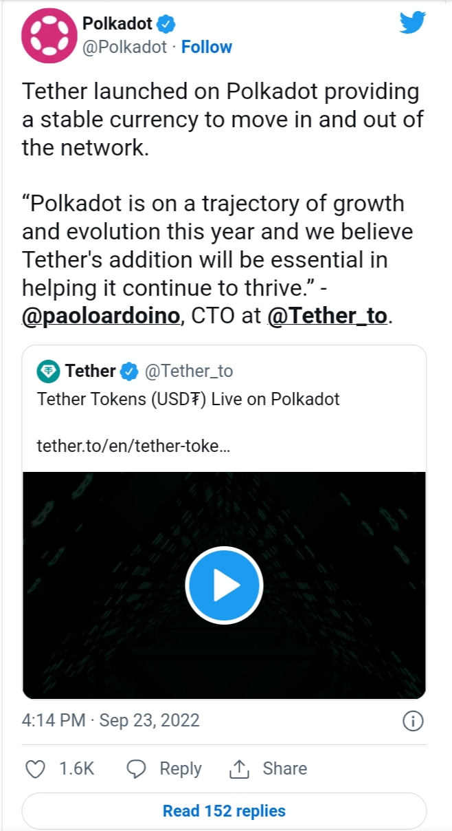 Tether وPolkadot