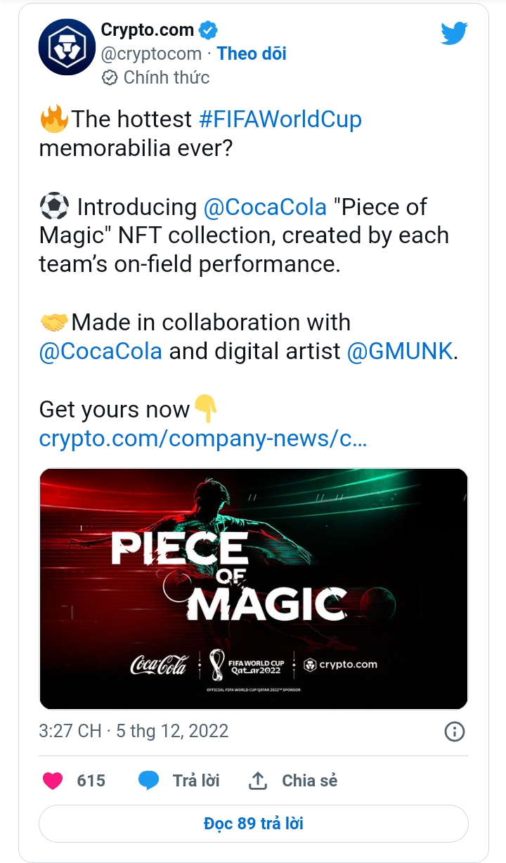 كوكا كولا تطلق NFT World Cup على Crypto.com وCRO ينفجر